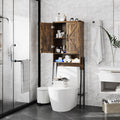 Vabches Over The Toilet Storage Cabinet with 2-Door Design Bathroom Organizers and Storage with Anti-Tip Device Over Toilet Organizer with Shelves for Bathroom,Restroom,Laundry Black