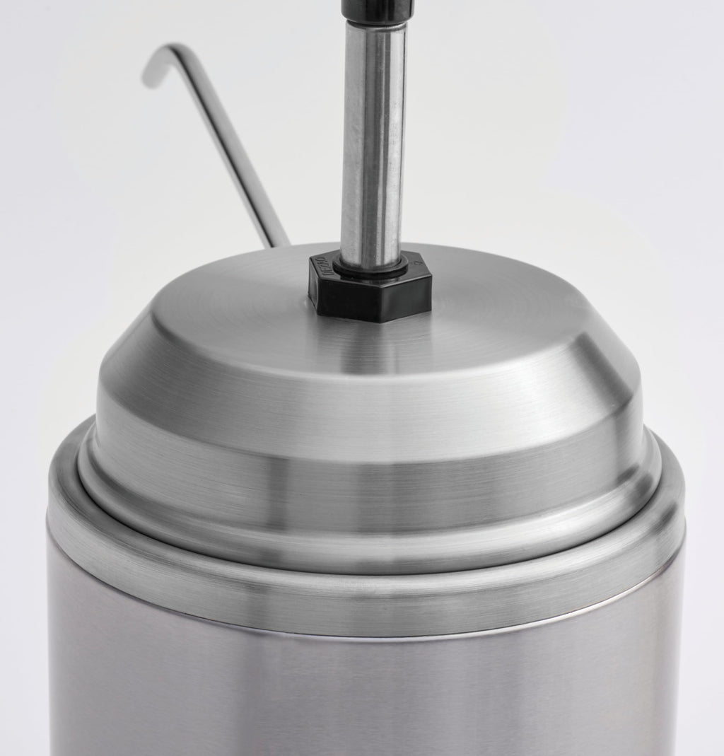 Kratos Commercial Hot Topping Dispenser with Heated Spout. 3.5 Quart Capacity - Accepts #10 Cans. Countertop Stainless Steel Warmer & Dispenser for Cheese, Hot Fudge, Caramel Sauce. 120V (29M-008)