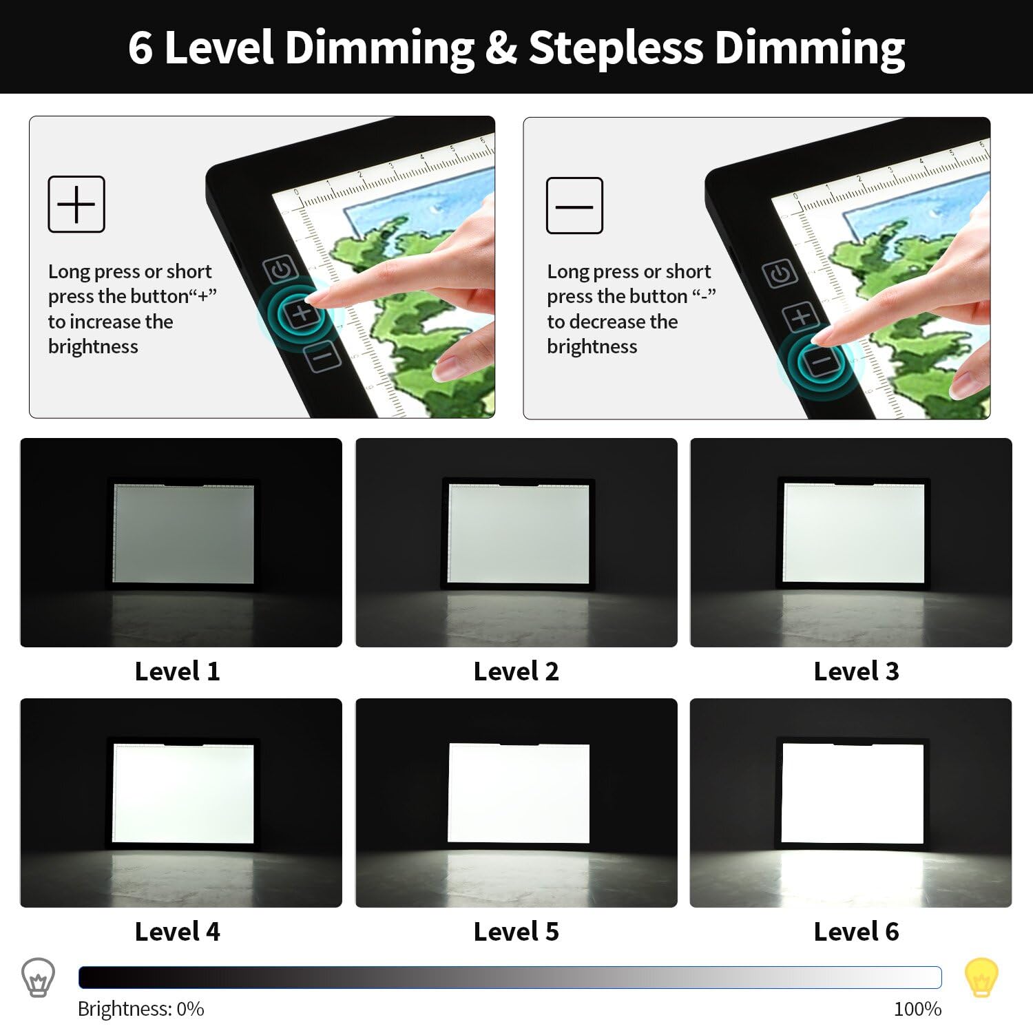 Zocelight A1(35.4''x 23.6'') Large Rechargeable Light Pad for Diamond Painting,6 Levels & Stepless Dimming Light Box for Tracing,3-Color Modes Light Board,Built-in 6000mAh Battery Light Table for Art