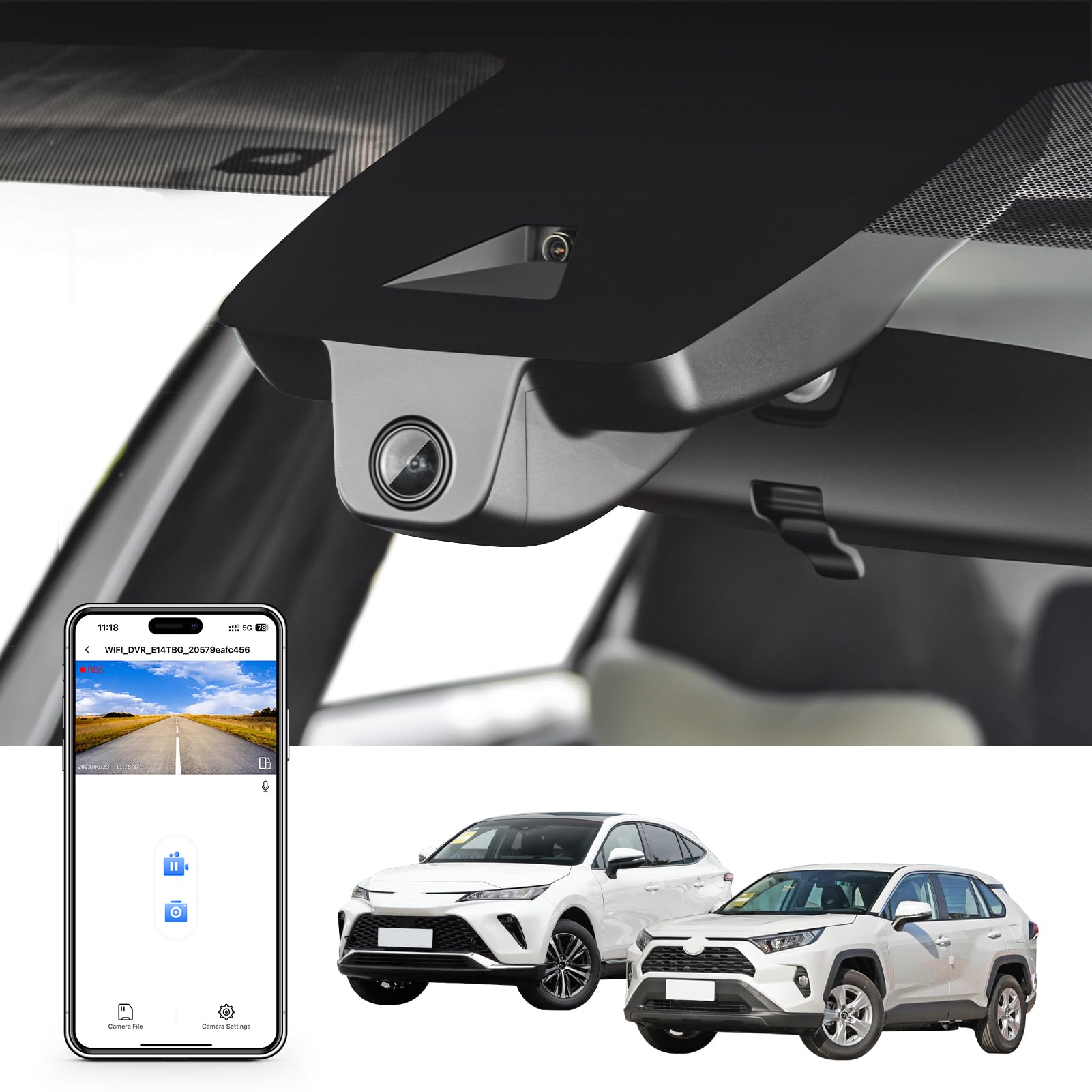 4K Dash Cam Custom fit for Toyota RAV4 & RAV4 Hybrid 2019 2020 2021 & RAV4 Prime 2021- 2024 & Venza 2021-2024 (Model A), LE Limited Premium TRD Hybrid etc,UHD 2160P Video, GPS, WiFi & App, 64GB Card