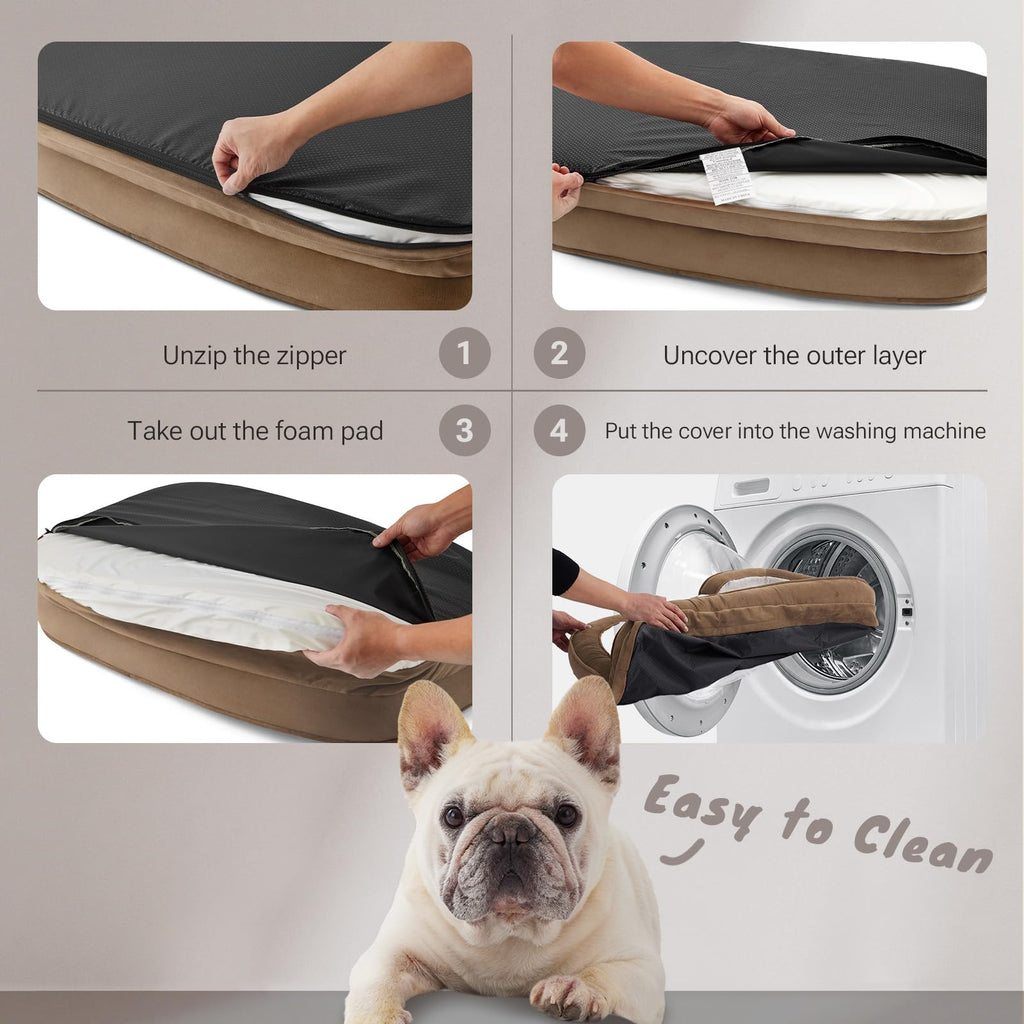 Soft Touch Orthopedic Dog Bed for Large Dogs with Faux Fur Top, Waterproof Pet Couch Bed with Removable Washable Cover and Supportive Foam Filling (Grey, Large)