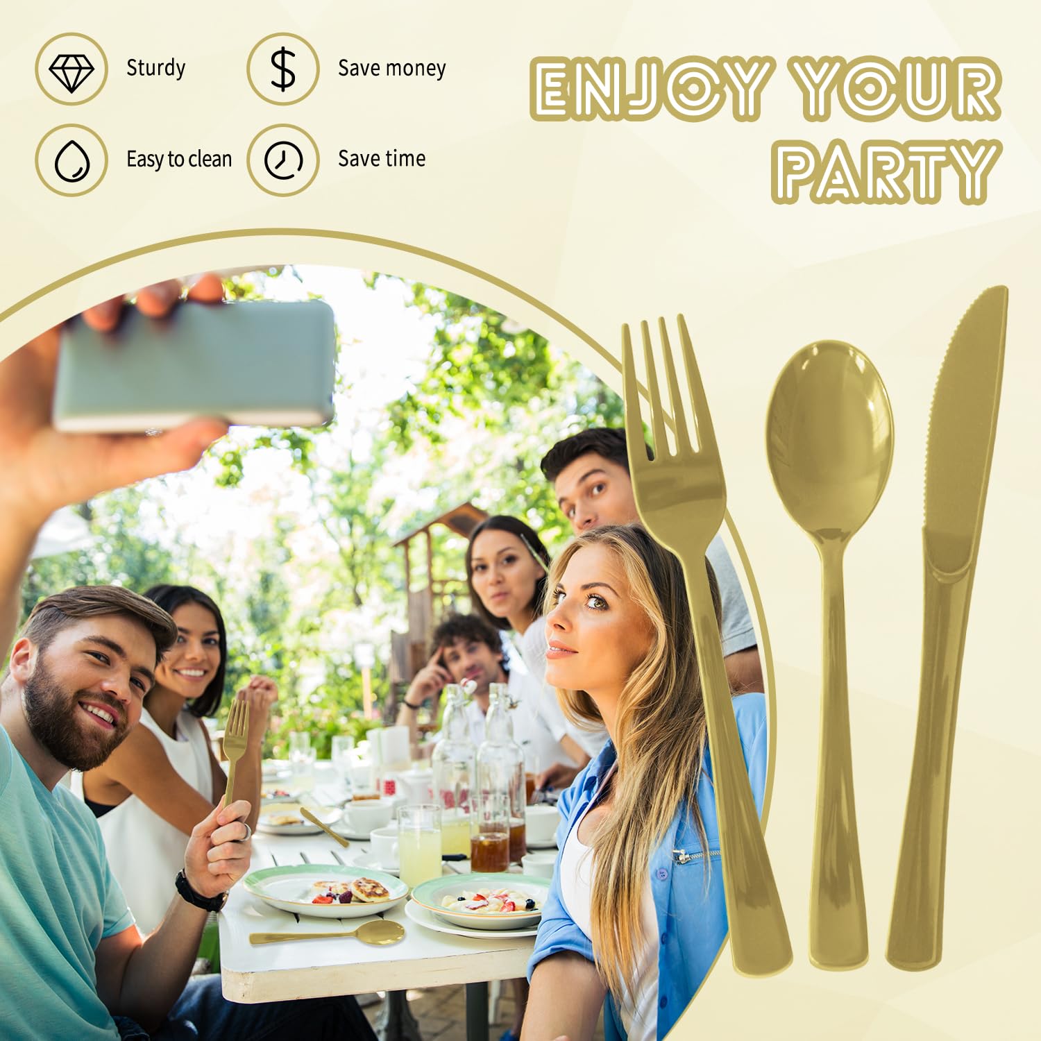 150 Pack Plastic Silverware,Disposable Cutlery Set Heavy Duty Utensil Sets 50 Forks 50 Knives 50 Spoons for Brithday, Wedding,Home School Party Picnics Restaurant Outdoor Events (Black)