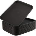 ZOENHOU 6 Pack 14 x 10 Inch Fast Food Tray, Rectangular Cafeteria Serving Trays, Plastic Trays for Food, Black