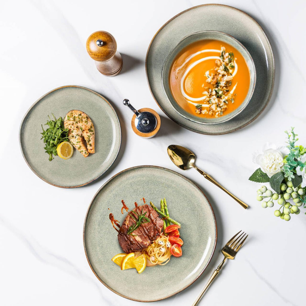 AmorArc 8.5" Ceramic Plates Set of 6 | Handmade Stoneware with Reactive Glaze for Dessert, Salad, Appetizer & Dinner | Microwave/Dishwasher Safe, Scratch Resistant