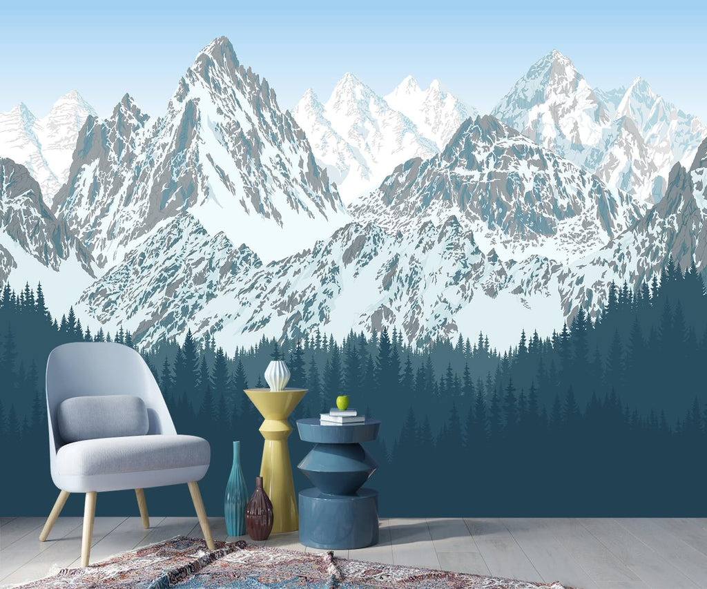 YQWDMX -Nursery Cartoon Woods Hand-Painted Animal Wallpaper Children's Room XT10 S 100" x 65"