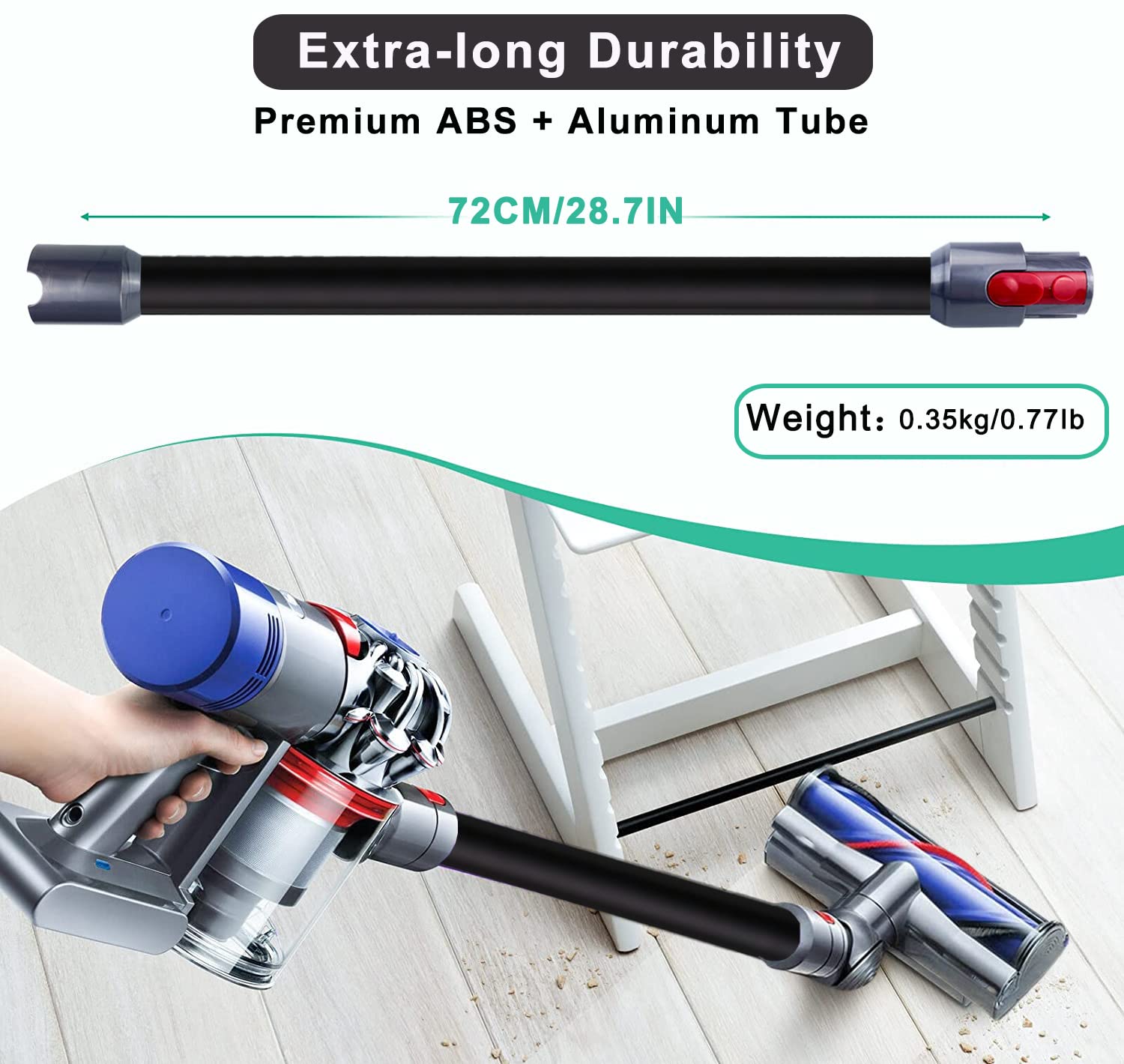 GYLBF Quick Release Wand Compatible for Dyson V15 V11 V10 V8 V7 Stick Vacuum Cleaners, Vacuums Attachment Extension Tube, 28.3 IN (Black)