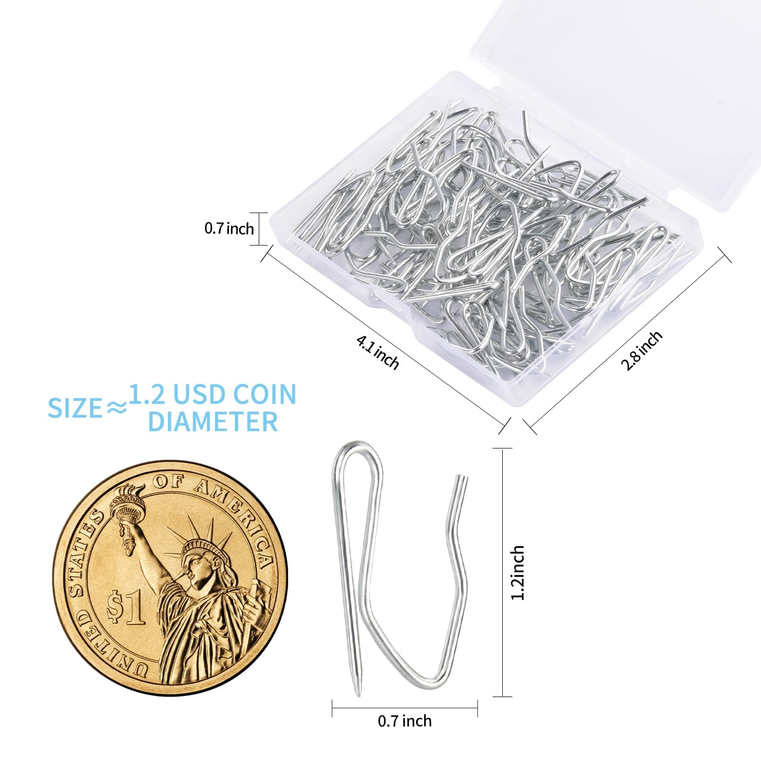 1.2 Inches Curtain Hooks, Sopito 58pcs Metal Drapery Pin and Hook for Door Window Shower Curtain, Bronze