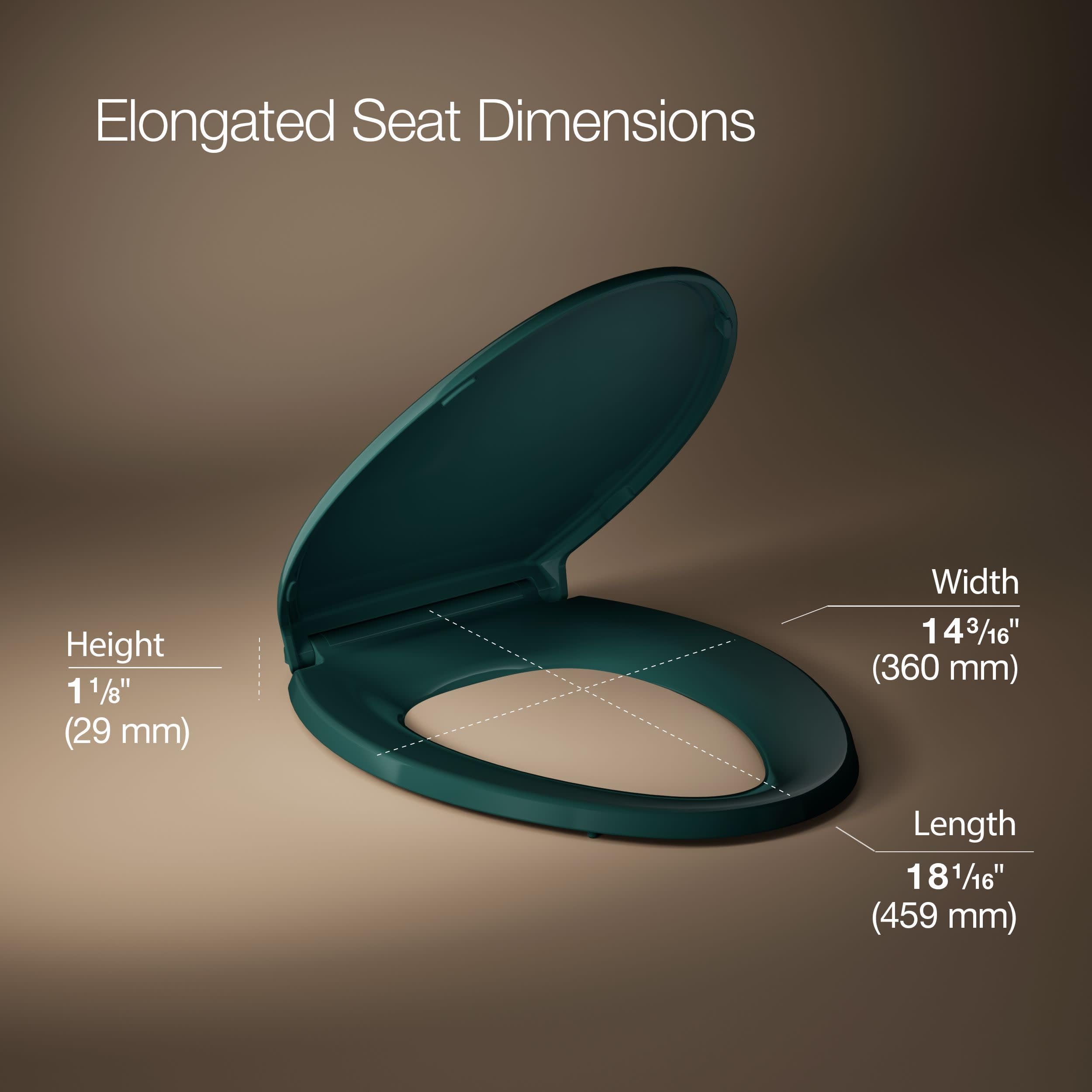 KOHLER 4733-RL-17 Glenbury ReadyLatch Quiet Close Elongated Toilet Seat, Soft Close Toilet Seats, Teal