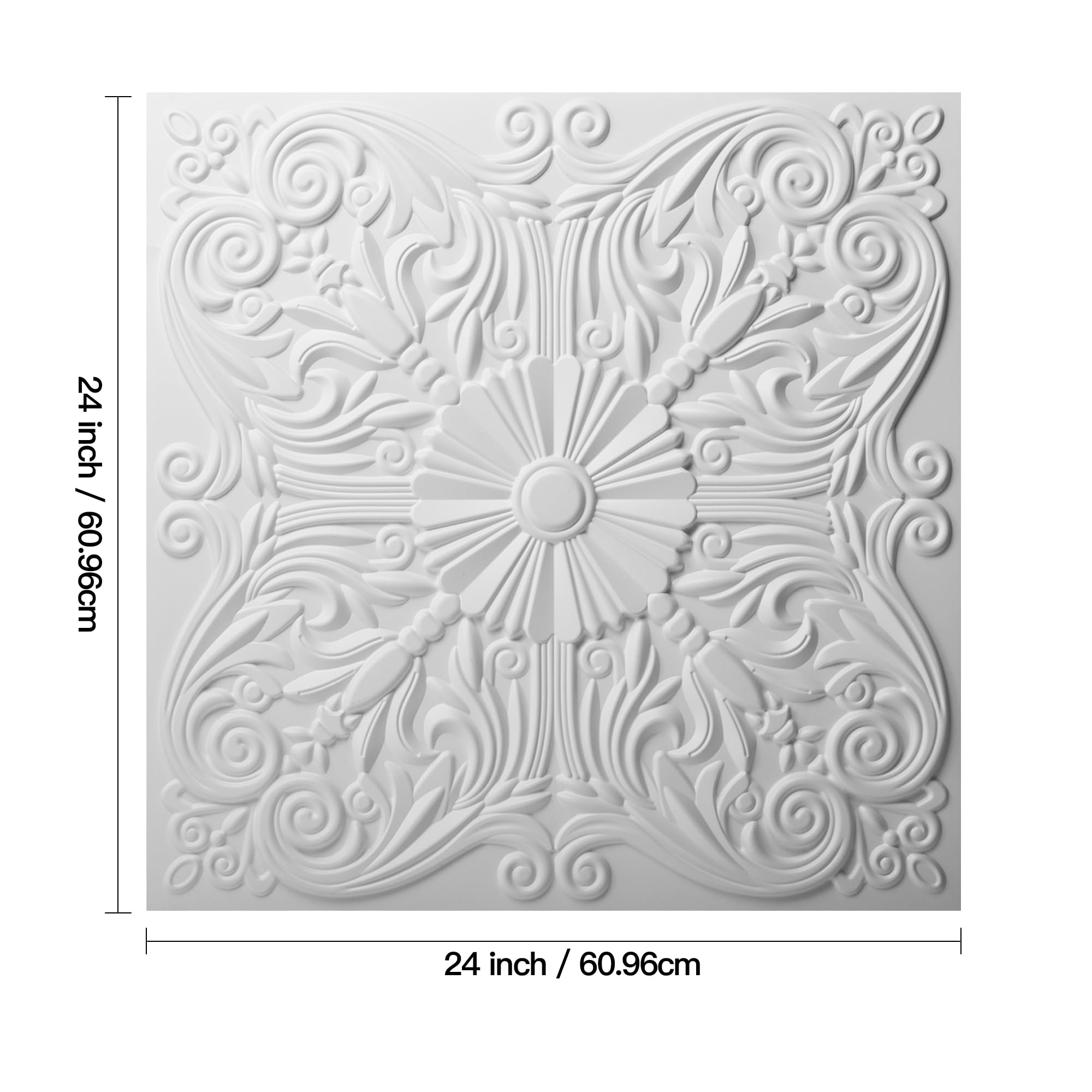 Art3d Drop Ceiling Tiles 24x24in. (12-Pack, 48 Sq.ft), Wainscoting Panels Glue Up 2ft x 2ft for Interior Décor in Living Room, Bedroom & Office, Star Black