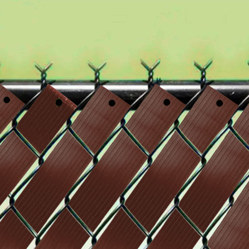 Chain Link Fence Privacy Tape, 246ft x 0.15ft Chain Link Fence Slats, Fence Covering Privacy, Brown (200PCS Button + Puncher Included)