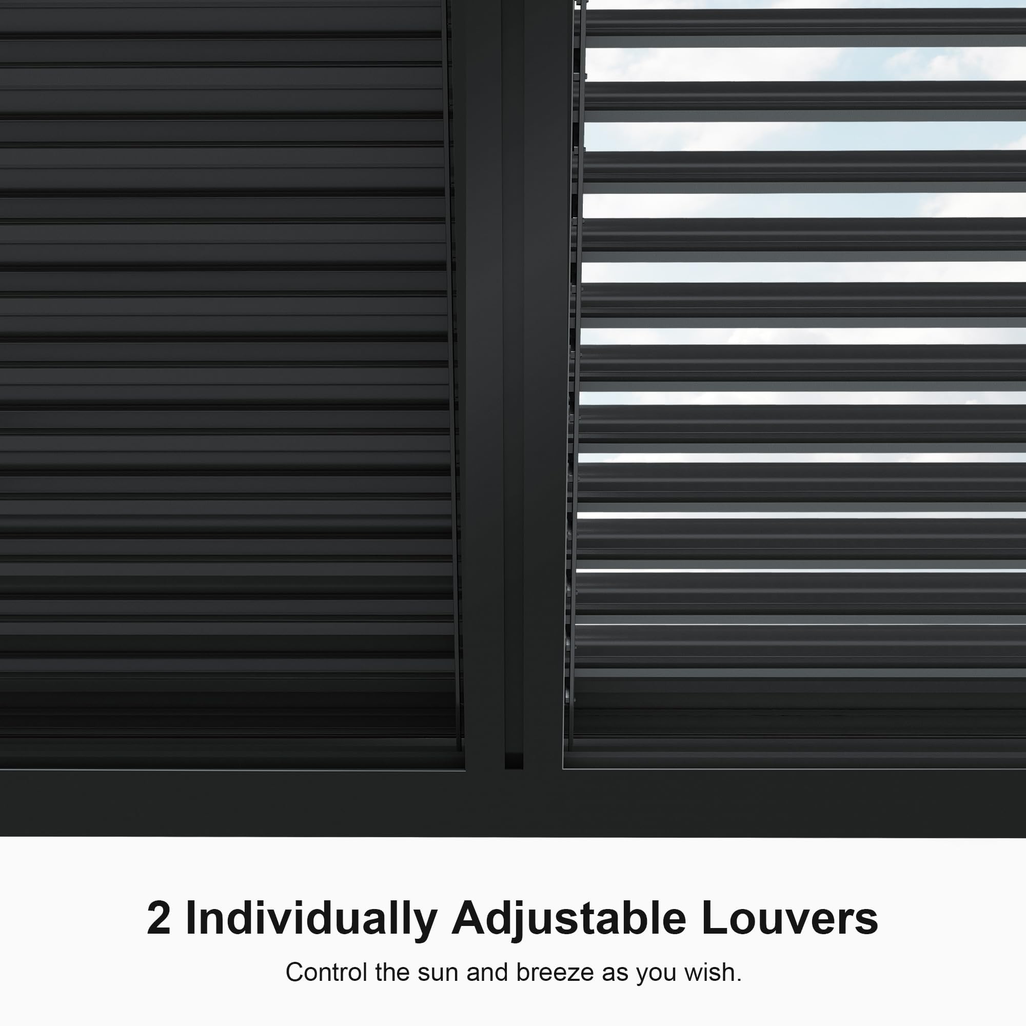 PURPLE LEAF 94AS 10'x12' Small Pergola Compact Aluminum Gazebo with Adjustable Louvered Hardtop for Patio Deck Cover Dark Gray All-Weather Outdoor
