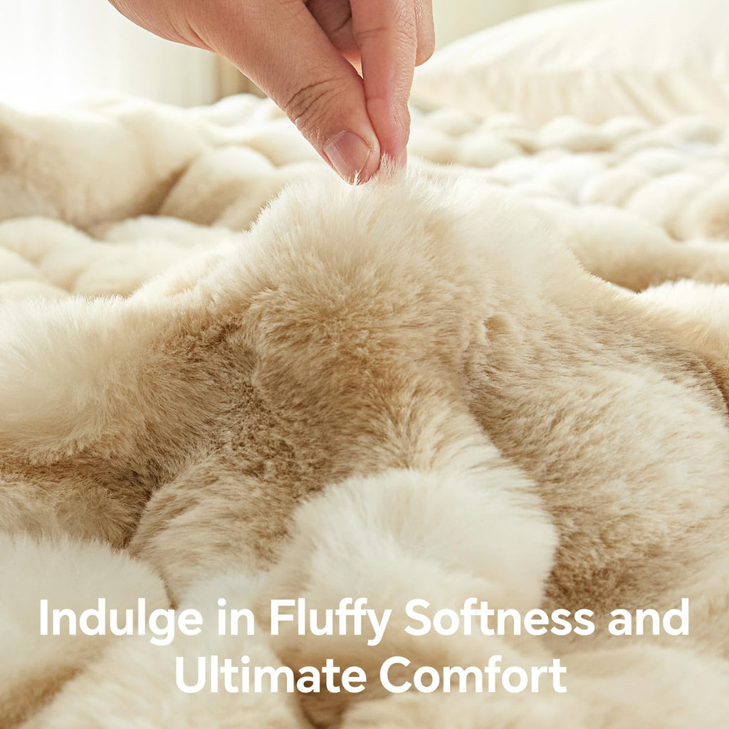 BEDELITE Faux Fur Throw Blanket, Soft Cozy Plush Dark Grey Bubble Blanket for Couch Sofa Bedroom Living Room Decor - 870GSM Thick Warm Fuzzy Fluffy Faux Rabbit Fur Blanket, 50x60 Inches