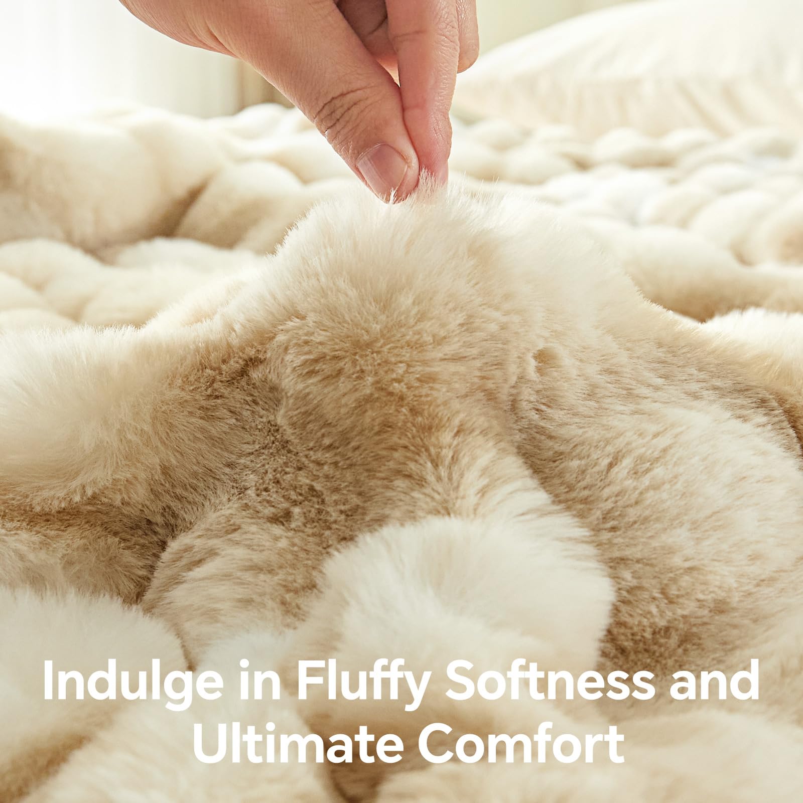 BEDELITE Faux Fur Throw Blanket, Soft Cozy Plush Dark Grey Bubble Blanket for Couch Sofa Bedroom Living Room Decor - 870GSM Thick Warm Fuzzy Fluffy Faux Rabbit Fur Blanket, 50x60 Inches