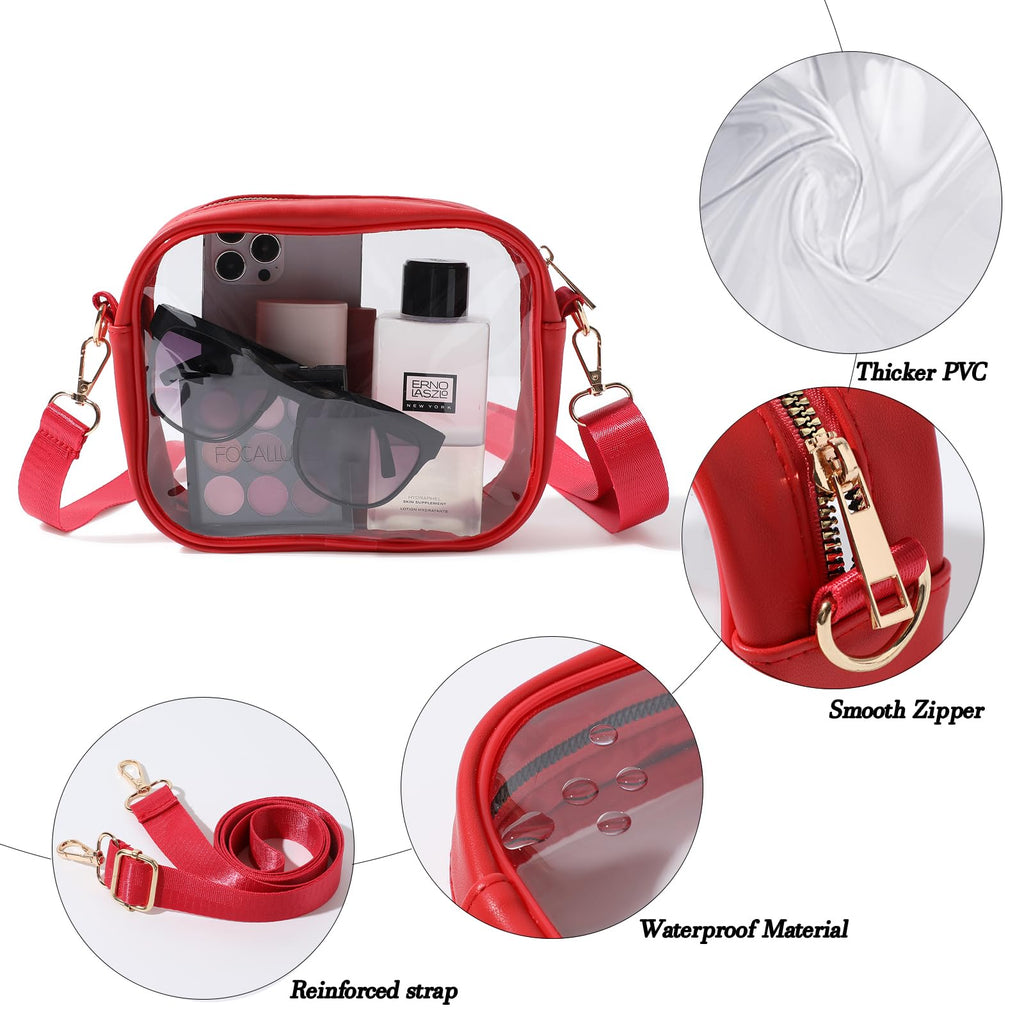 TOBVZOO Clear Bag Stadium Approved, Crossbody Transparent Bag for Concerts Sports Events, Purses for Men & Women