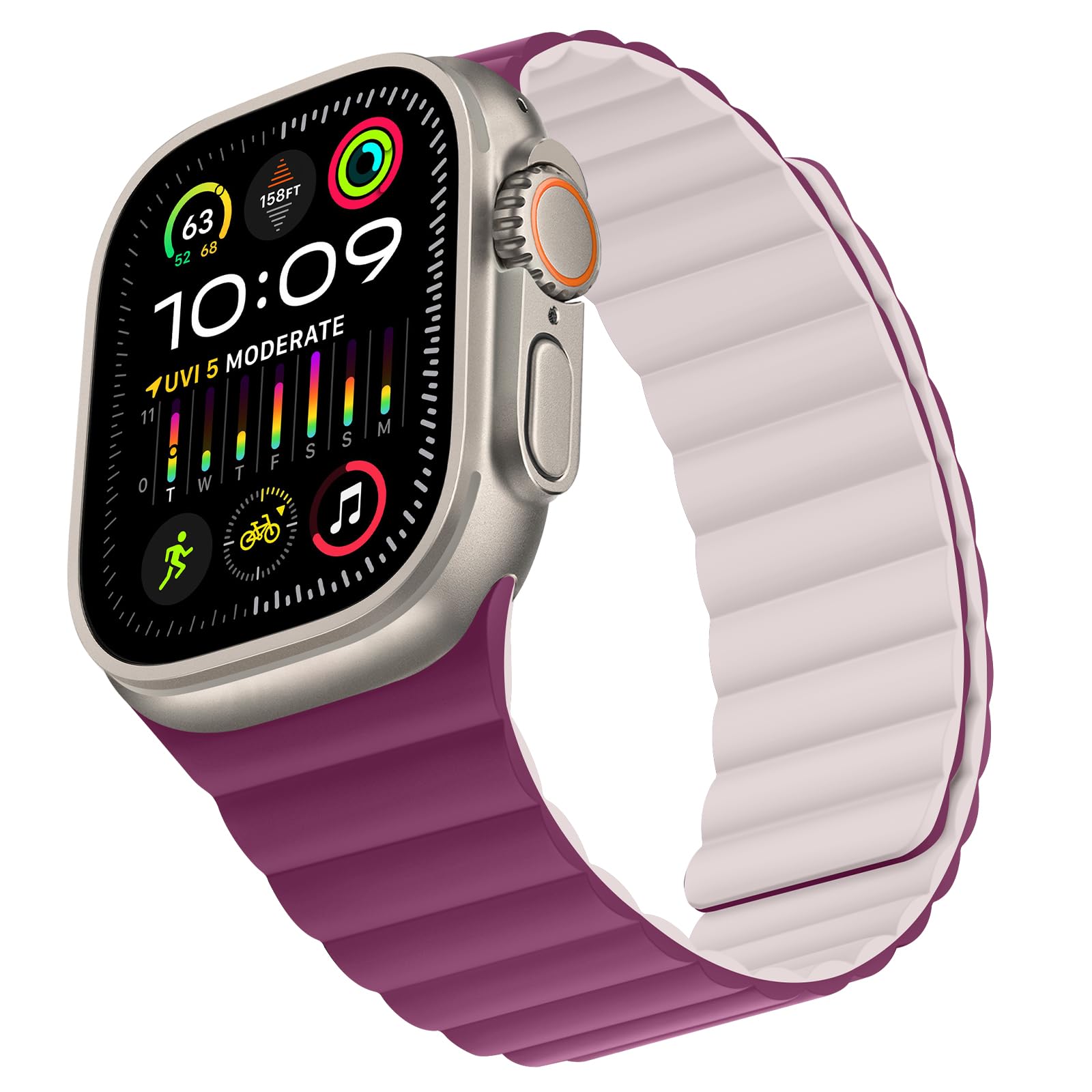 Bisikor Compatible with Apple Watch Band 49 46 45 44 42 41 40 38mm, Double Sided Wearable Silicone Magnetic Strap for iWatch Ultra SE Series 11 10 9 8 7 6 5 4 3 2 1 (38/40/41/42, Beige/Gray)