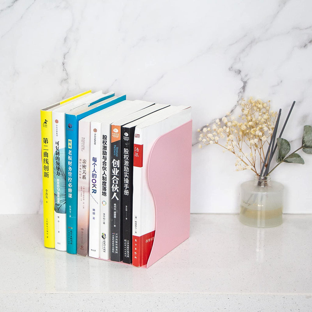 Aobopar Adjustable Book Ends, Metal Bookends for Heavy Books, Desk Book Holder for Shelves, Book Organizer for Desk, Suitable for Office, Home and School Use (Black)