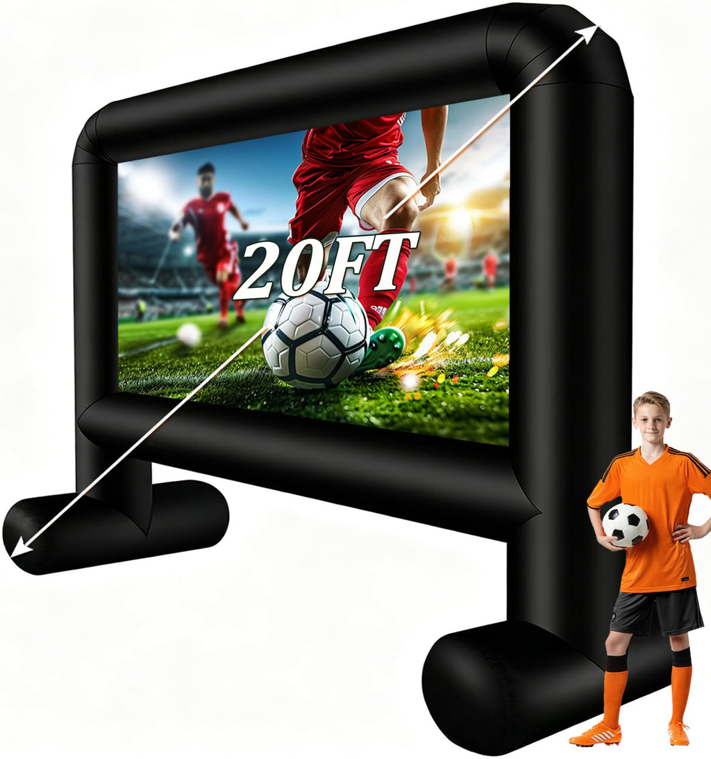 16FT Inflatable Movie Screen Outdoor, Blow up Projector Screen Support Front & Rear Projection for Backyard Outdoor Movie Night Barbecue Pool Party with Blower and Carry Bag