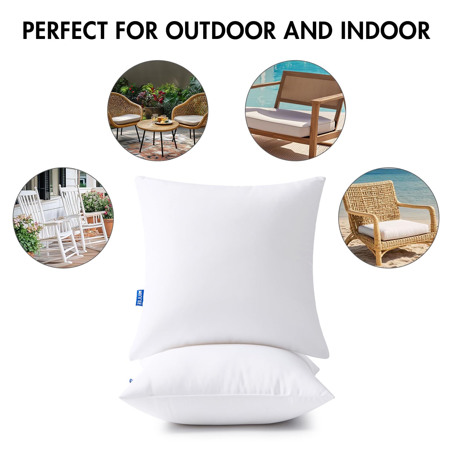 MIULEE 12x20 Outdoor Pillows,Set of 4 Throw Pillows Waterproof,Soft Support Throw Inserts Decorative Water Resistant for Patio Furniture and Garden