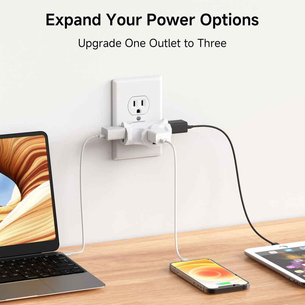 [ETL Listed] Cable Matters 3-Pack 3 Way Plug Adapter 15A 1875W, 3 Prong 3 Outlet Adapter, Power Splitter Plug Outlet, 3 Way Electrical Splitter, Black