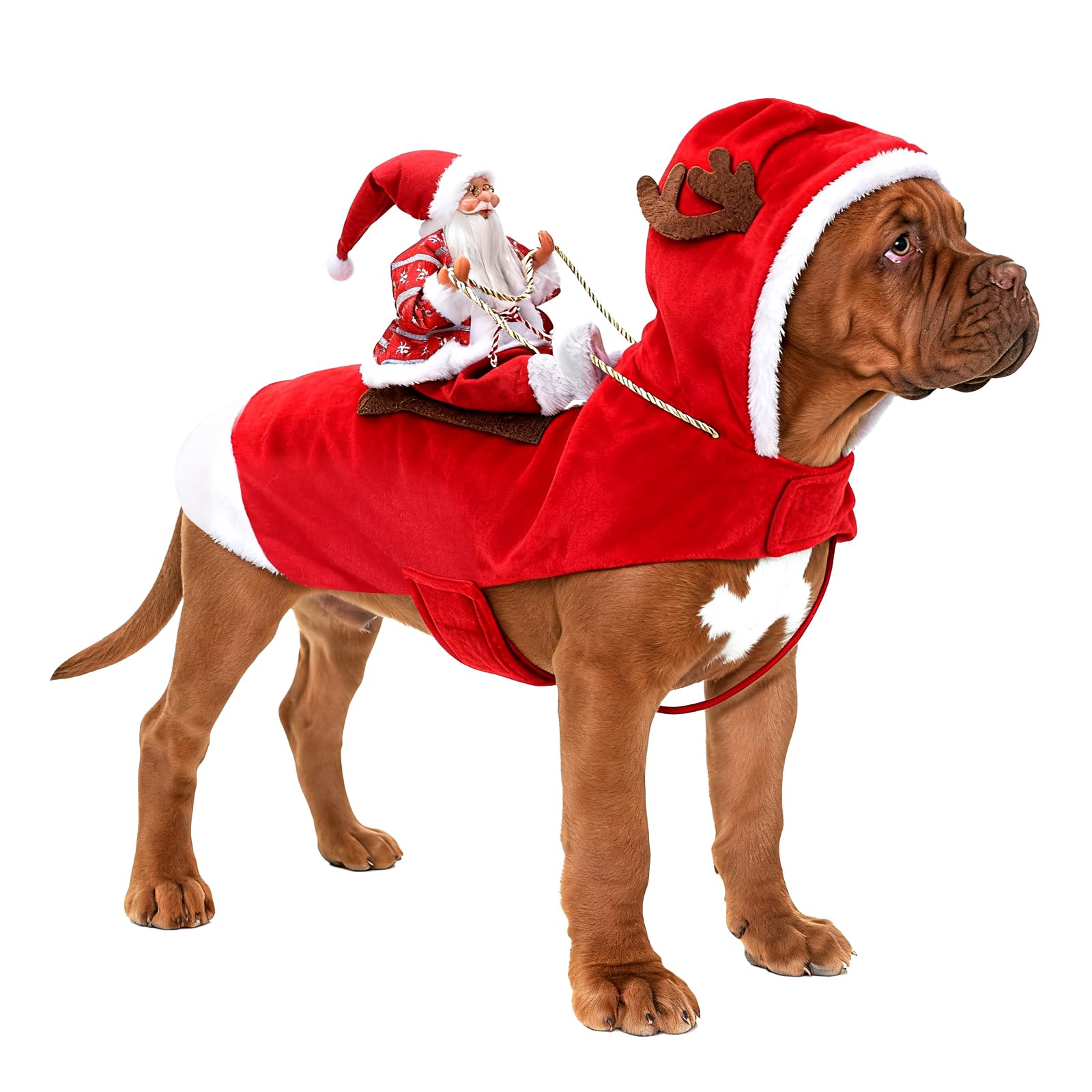 BWOGUE Santa Dog Costume Christmas Pet Clothes Santa Claus Riding Pet Cosplay Costumes Party Dressing up Dogs Cats Outfit for Small Medium Large Dogs Cats