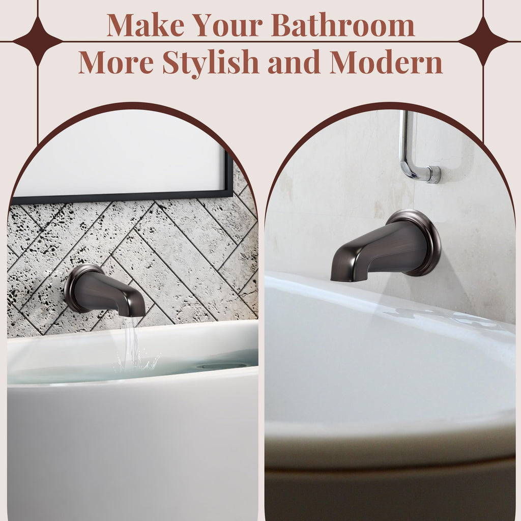 Dreyoo Tub Spout (Universal Fits 1/2" Copper Pipe, 1/2" IPS and 3/4" IPS), Bathroom Bathtub Faucet with Adapters and Hex Wrench(Brushed Nickel,Simple)