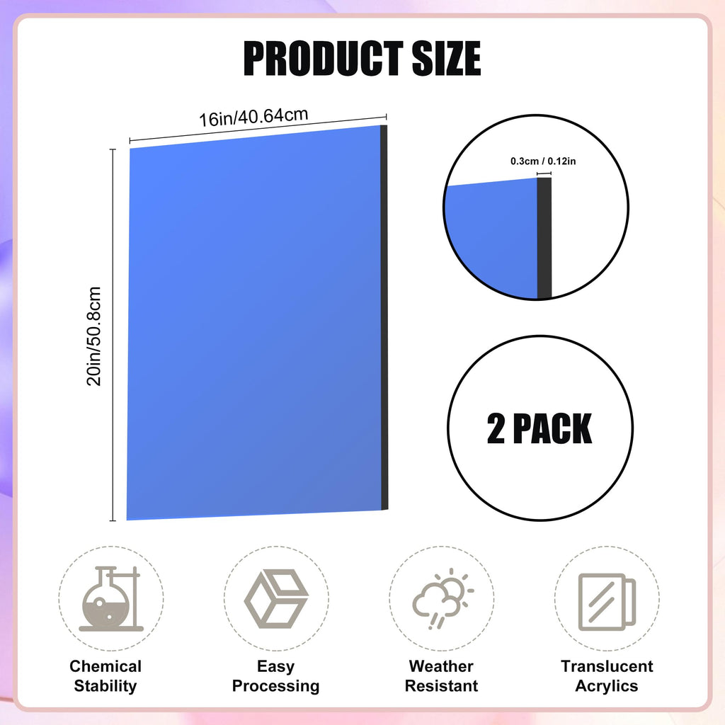Lesnlok Blue Acrylic Sheets 1/8 inch Thick 3mm 6 Pack 3 x 5 Clear Plexiglass Sheets,for Sign,Craft,Painting,Laser Cutting,DIY Display Projects… (3"x 5", Blue, 6)