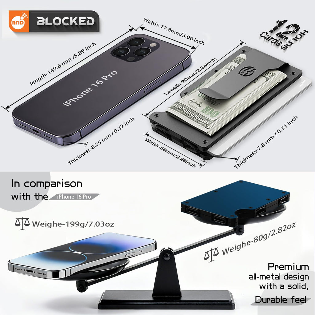 Minimalist Wallets for Men | American USA Flag and Eagle | Aluminum RFID Blocking Metal Wallet | Front Pocket EDC Pull Wallet | Slim Tactical Wallet | Carbon Fiber Card Holder