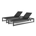 Christopher Knight Home Modesta Outdoor Aluminum Framed Chaise Lounges with Mesh Body, 2-Pcs Set, Black Finish / Grey Mesh