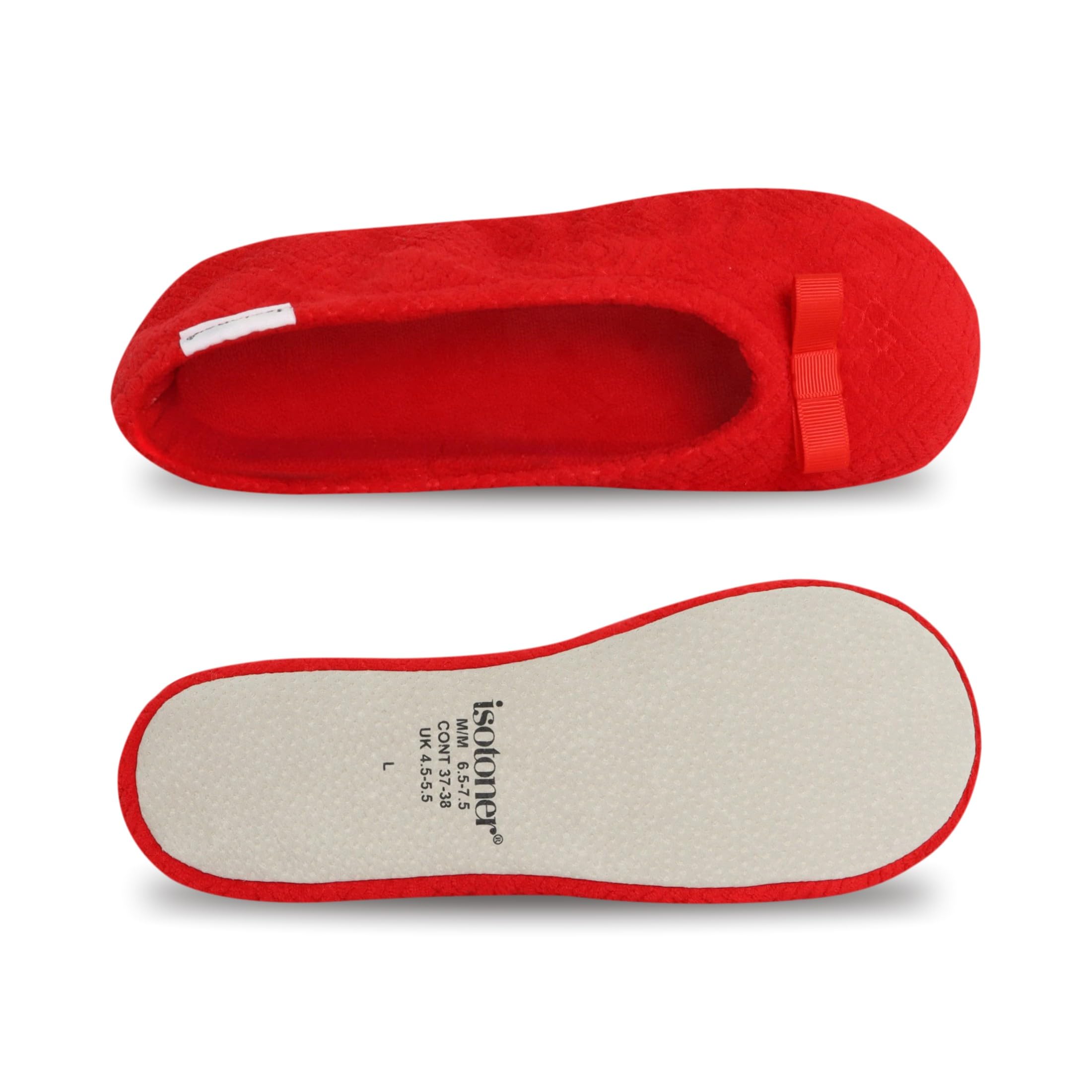 isotoner Women's Diamond Microterry Ballerina Slippers