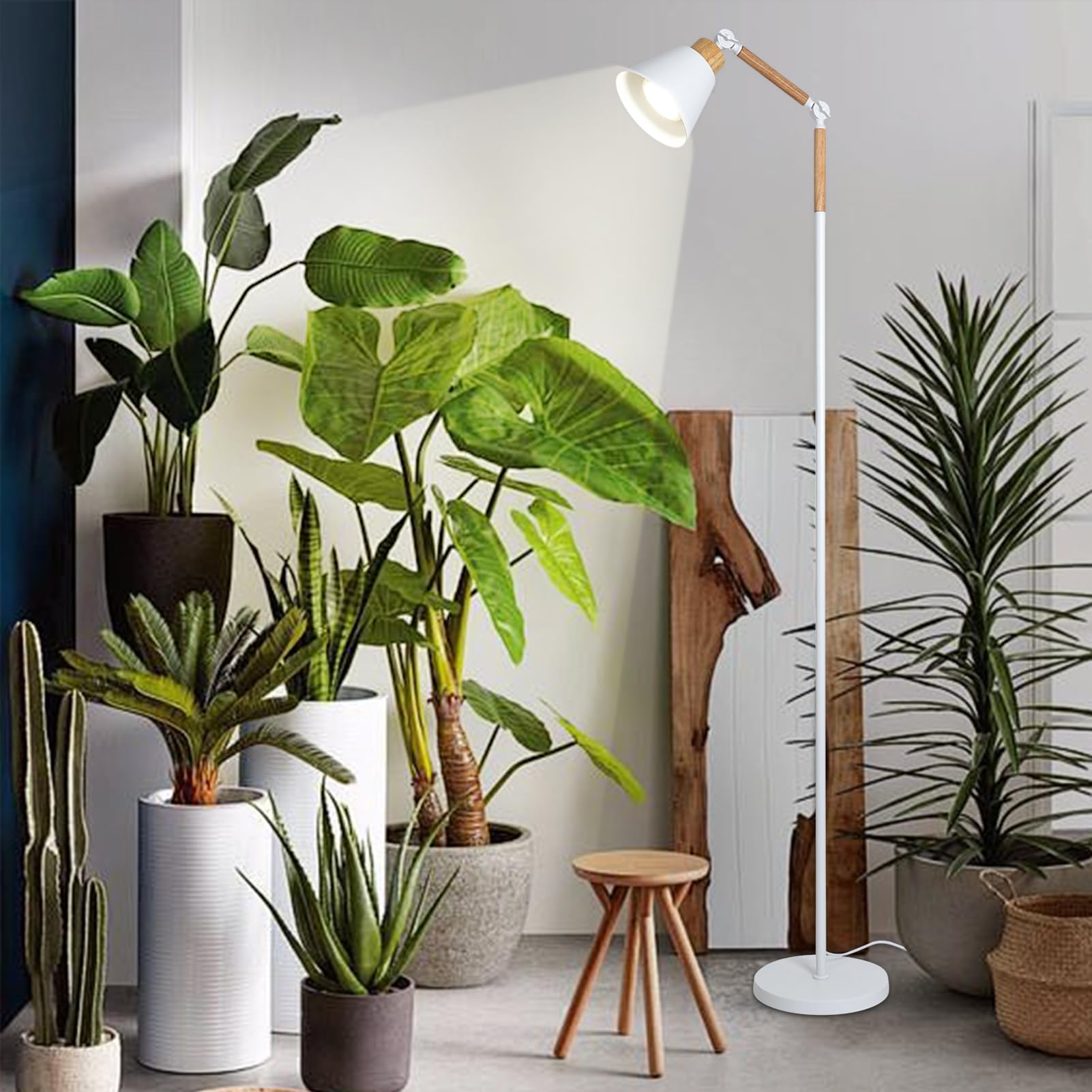 HMVPL Grow Lights for Indoor Plants Full Spectrum, Plant Lights for Indoor Growing with 20W COB Grow Light Blub, 4/8/12H Timer, Standing Tall Grow Lamp for Middle Large Plants(75'', Height Adjustable)