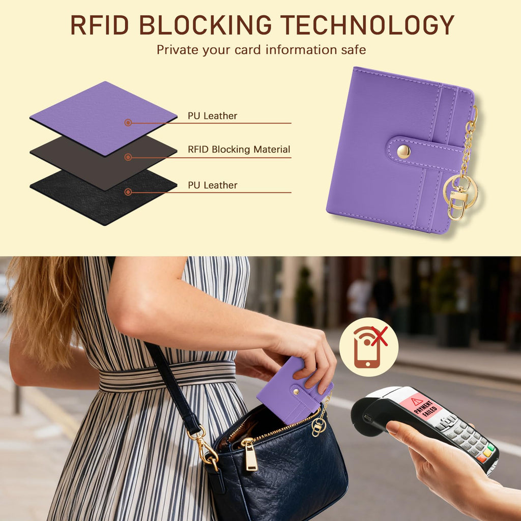 Jogjam Small Ladies Wallet, Rfid Slim Thin Compact Credit Card Women Wallet, PU Leather Bifold Cash Wallet, Zipper Coin Pocket & ID Window, Female Gifts Beige and Brown