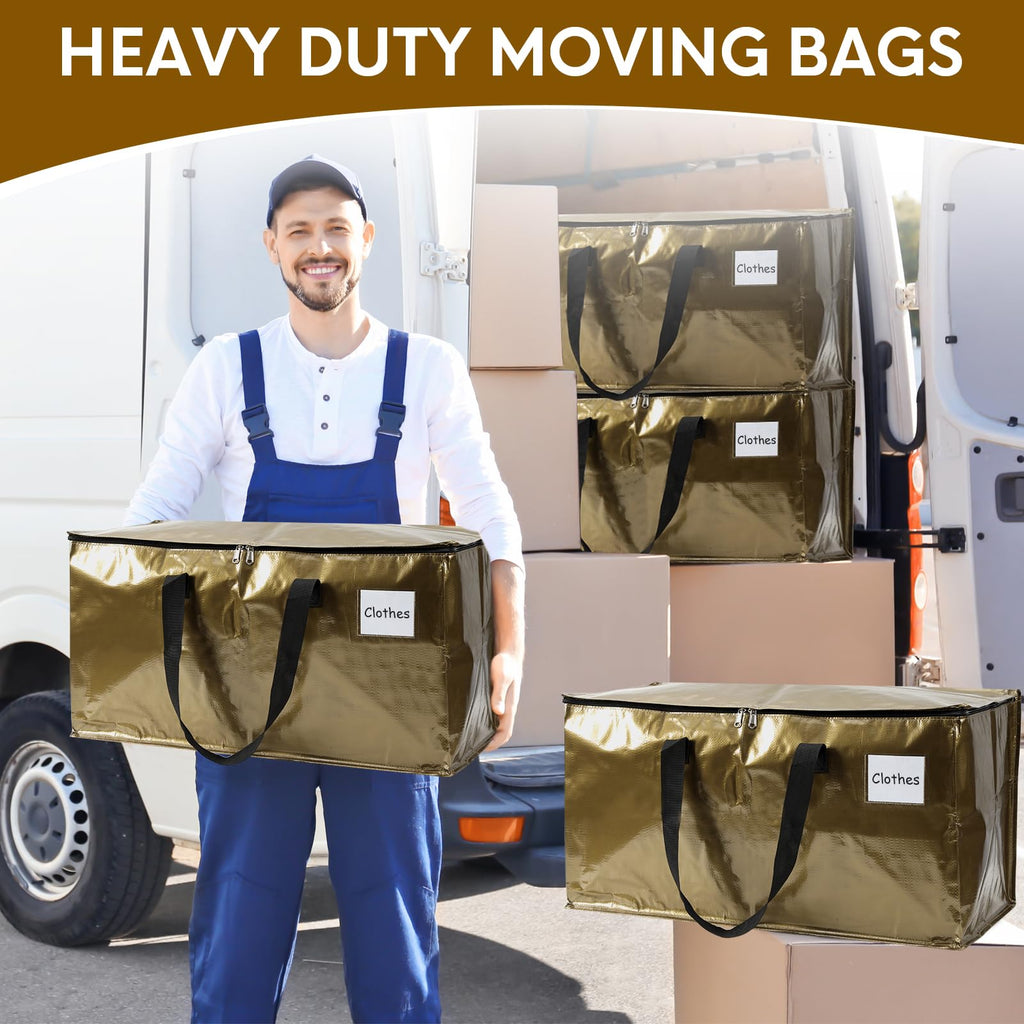 2-Pack Extra-Large Heavy-Duty Storage Totes with Reinforced Handles, Durable Zippers & Waterproof Material — Perfect for Space-Saving, Moving, Shipping and Travel (Black)