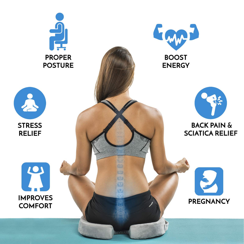 ComfiLife Premium Comfort Seat Cushion - Non-Slip Orthopedic 100% Memory Foam Coccyx Cushion for Tailbone Pain - Cushion for Office Chair Car Seat - Back Pain & Sciatica Relief (Black)