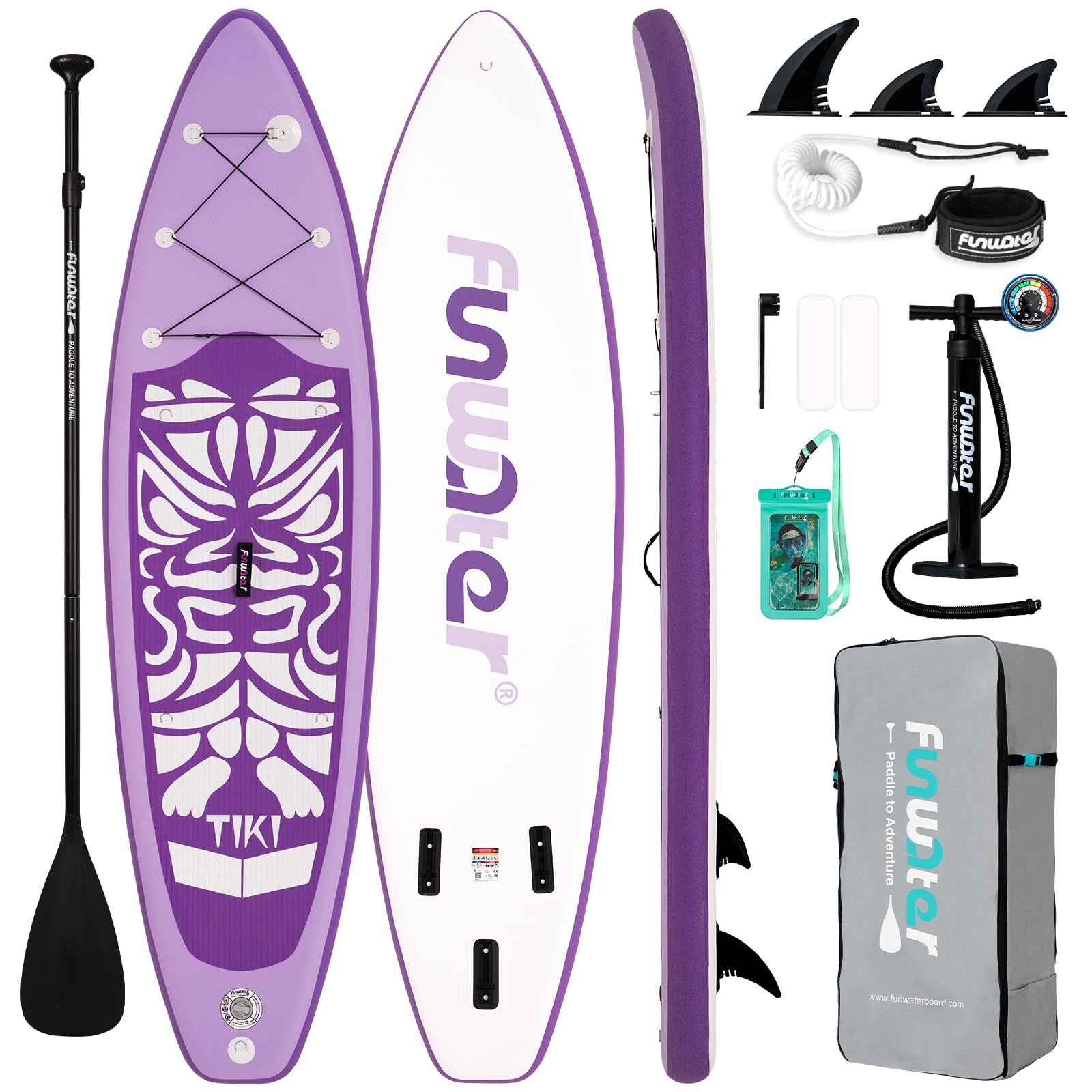 FunWater Inflatable Ultra-Light Stand Up Paddle Board for All Skill Levels with Premium SUP Paddleboard Accessories,Non-Slip Comfort Deck for Youth & Adults
