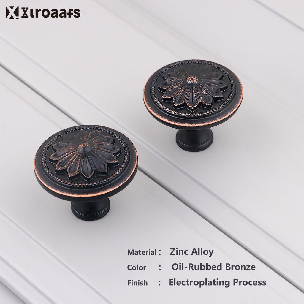 4 Pack Antique Brass Cabinet Knobs Vintage,1-2/5" Round Antique Kitchen Handles for Cabinets and Drawers Vintage Brass Dresser Drawer Knobs