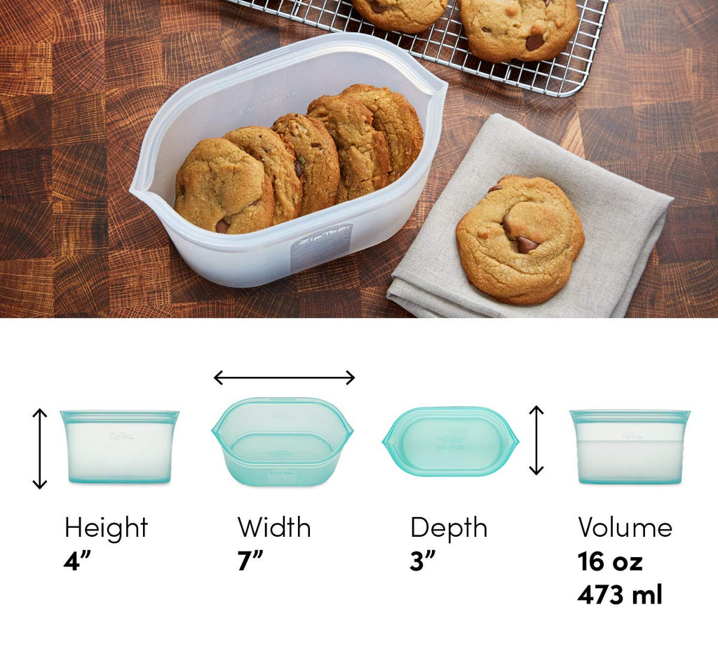 Zip Top Reusable Food Storage Bags | Small Cup [Frost] | Silicone Meal Prep Container | Microwave, Dishwasher and Freezer Safe | Made in the USA