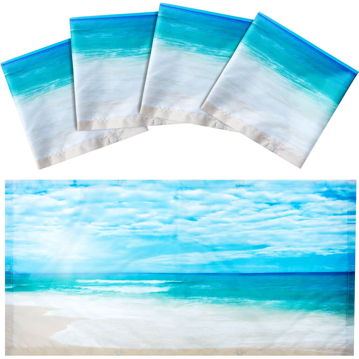 Hortsun 4 Pack Fluorescent Light Covers 4 x 2 Feet Magnetic Light Cover for Drop Ceiling, Fluorescent Ceiling Shade Filters for Office Classroom Home Hospital Decor(Beach)