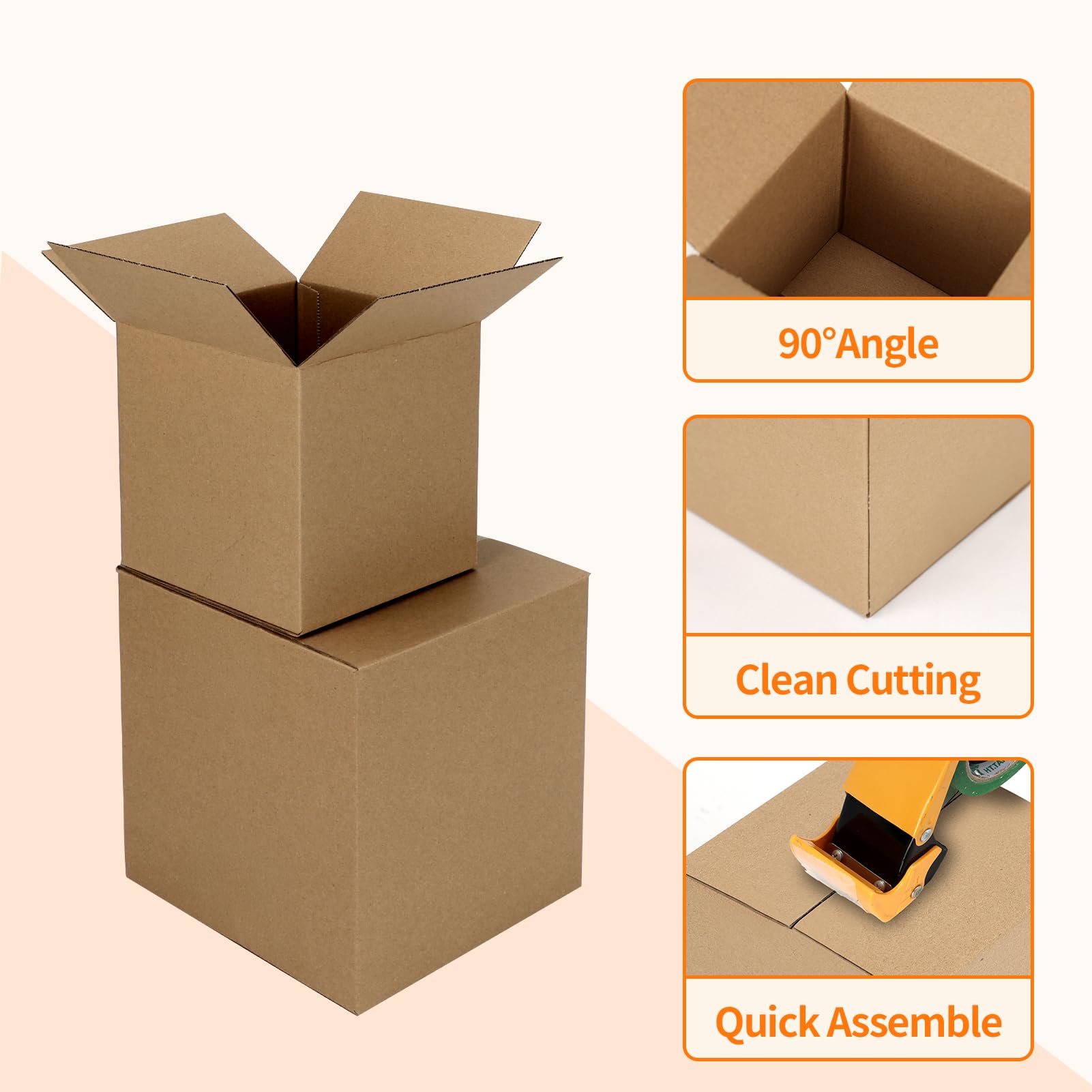 Hoikwo 40 Pack 4x4x2 Shipping Boxes for Small Business, Black Packaging Cardboard Boxes, Moving Mailing Packing Box