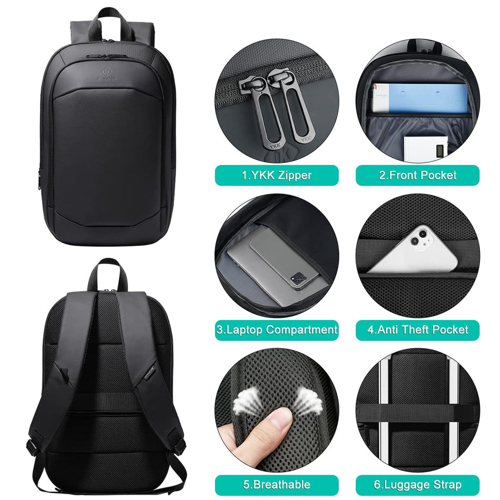 hk Business Backpack for Men 15.6 Inch,Slim & Expandable Waterproof Travel Laptop Backpack, Anti-Theft Lightweight Work Computer Bag, College Laptop Backpacks Gifts for Men Women-Black