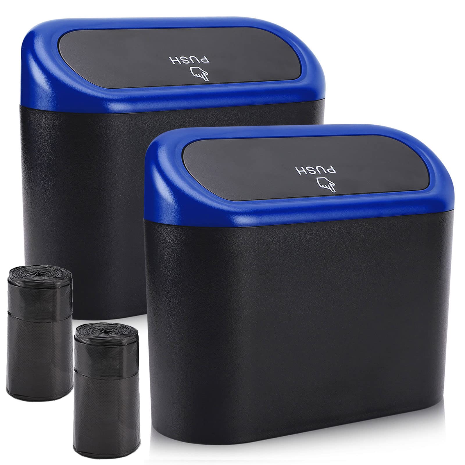 Accmor Car Trash Can with Lid, Mini Auto Dustbin Garbage Organizer with 30 Pcs Plastic Trash Bag, Automotive Garbage Container Bin for Vehicle, Home, Office