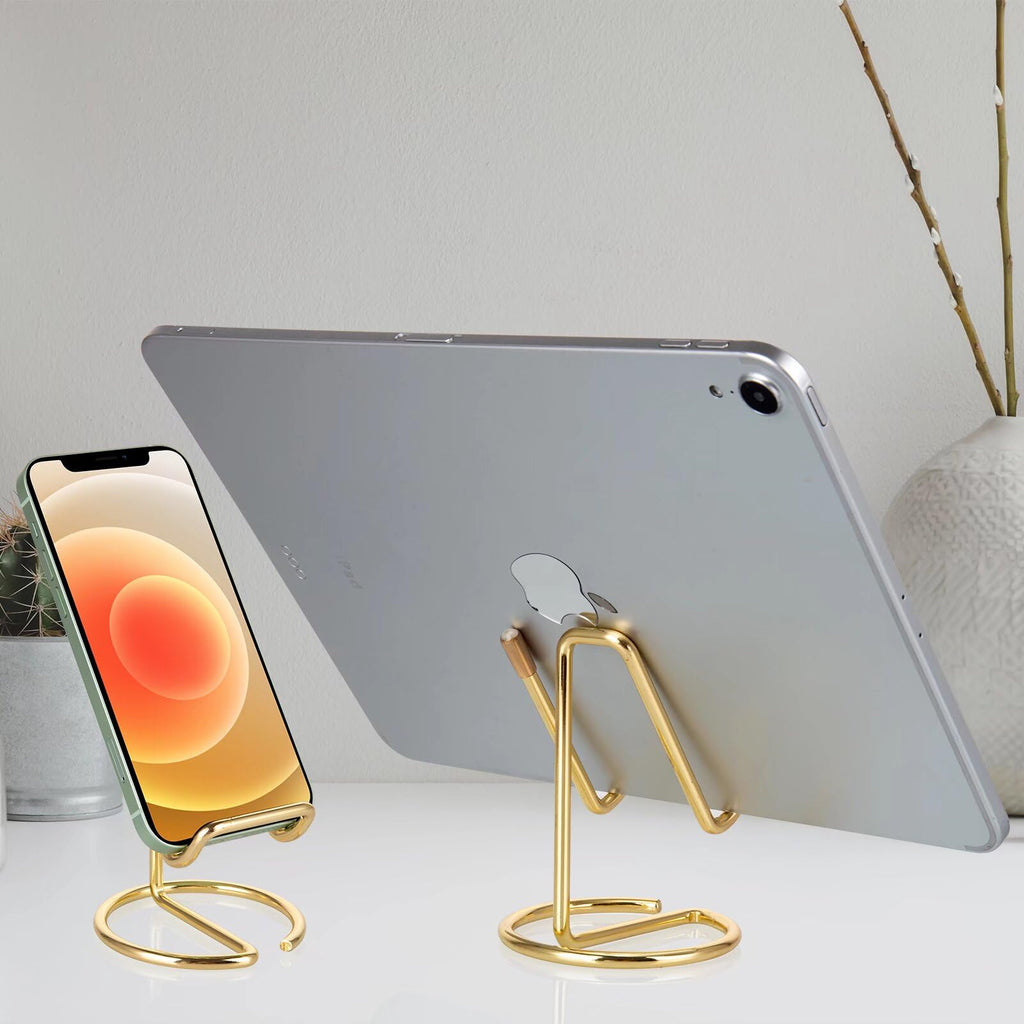 ROPOSY Cell Phone Stand for Desk, Cute Metal Black Cell Phone Stand Holder Desk Accessories, Compatible with All Mobile Phones, iPhone, iPad