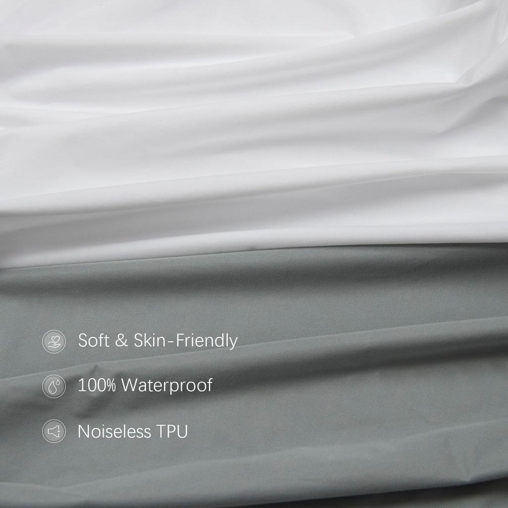 2 Pack Twin Mattress Protector Waterproof, Noiseless & Soft Coverage Mattress Fitted Sheet Twin with Deep Pocket up to 14", Super Breathable & Easy Wash Twin Size Mattress Protector