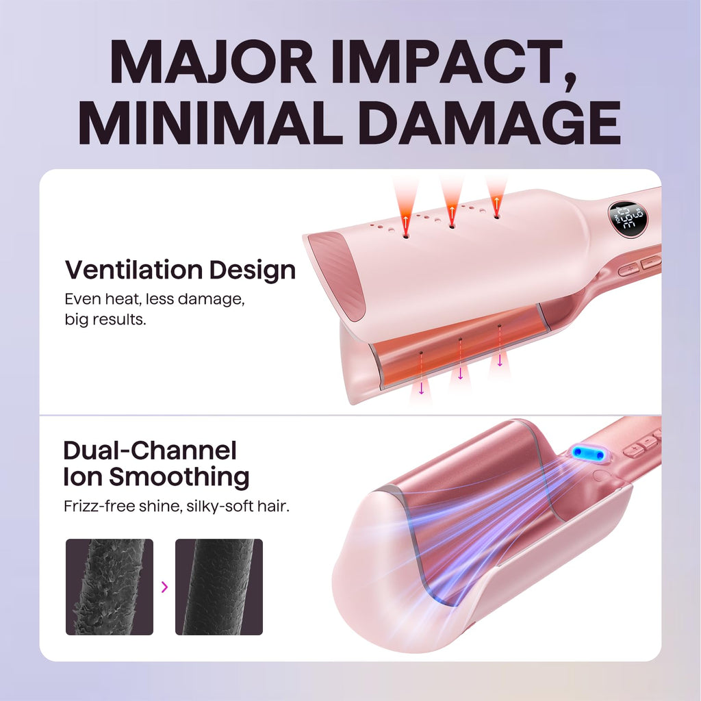 Wavytalk Main Stage Waves Power Wave Festival Bundle, Curling Iron Hair Crimper Waver, Ventilation Design for Less Damage, Ionic Reduces Frizz, Effortless-Waver, Festival-Ready Merch
