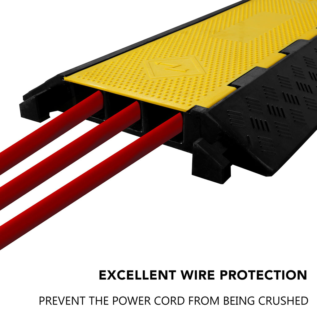 4 Pack Rubber Cable Ramp Hose Cable Protector Ramp 1 Channel 11000Lbs Load Capacity Traffic Speed Bump Wires Power Lines Extension Cord Cover for Indoor Outdoor