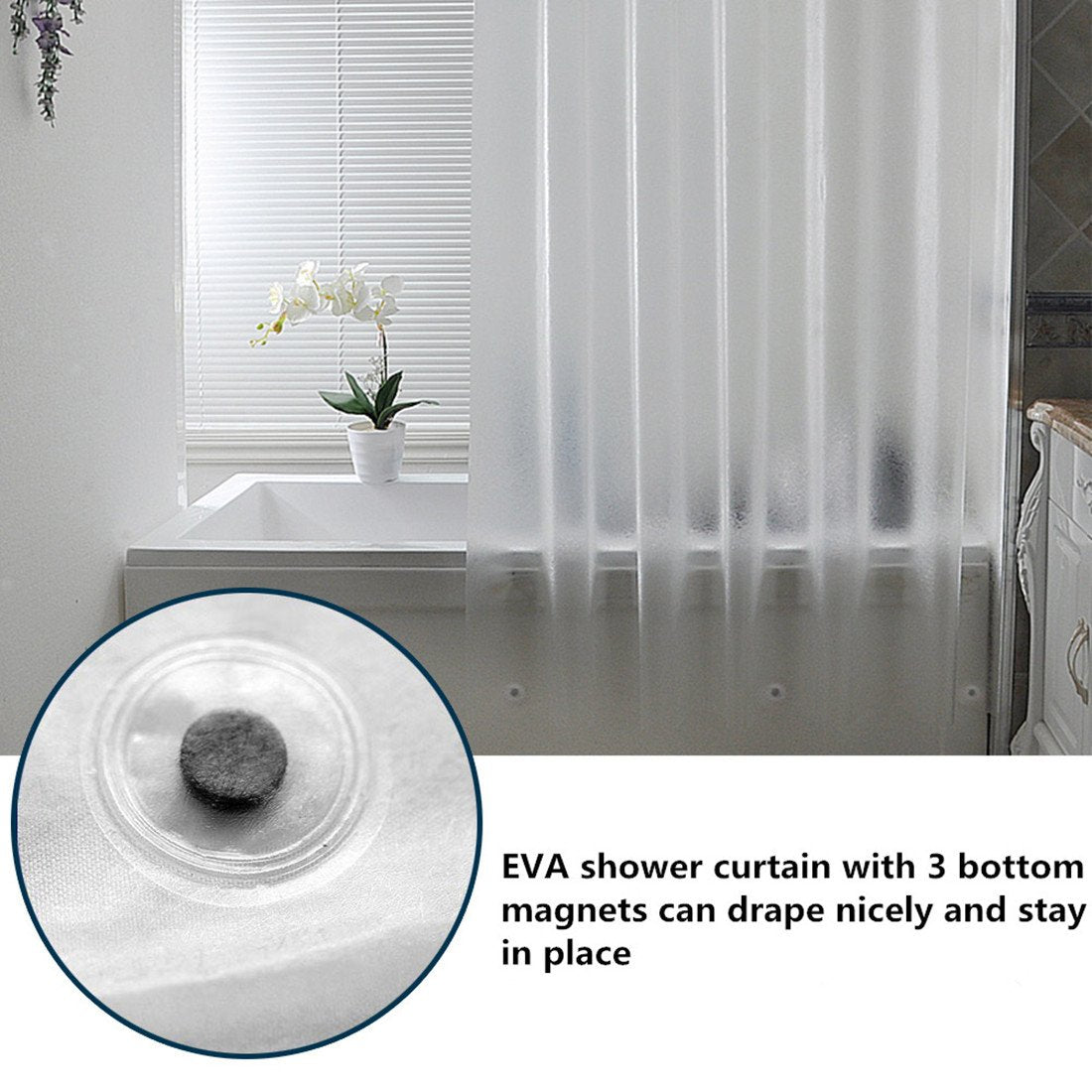 AooHome Eva Small 36x72 Inches Shower Liner, See Through Clear 8 Gauge Bathroom Curtain with Hooks, Bottom Magnets, Water Repellent, Heavy Duty, Rust Proof Grommets