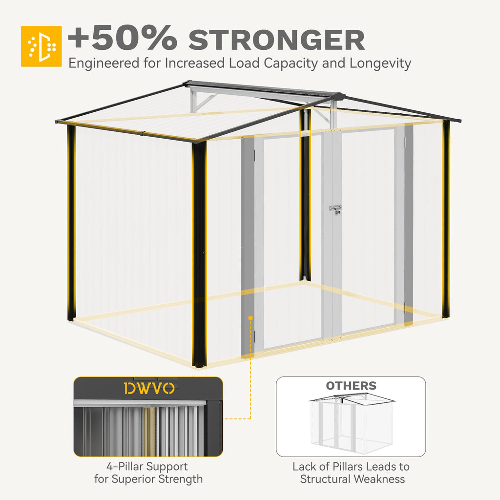 DWVO 6x4ft Outdoor Storage Shed, Lockable Metal Tool Storage Sheds, Waterproof Garden Sheds with Vents for Backyard, Patio, Garage, Lawn, Dark Gray