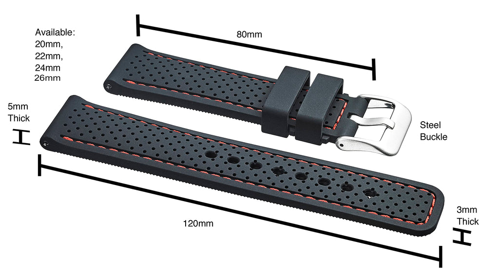 ALPINE Sporty Premium Soft Silicone Adjustable Watch Band - Replacement Rubber Watch Bands for Women & Men - Waterproof Quick Release Watch Straps - Compatible with Regular & Smart Watch Bands