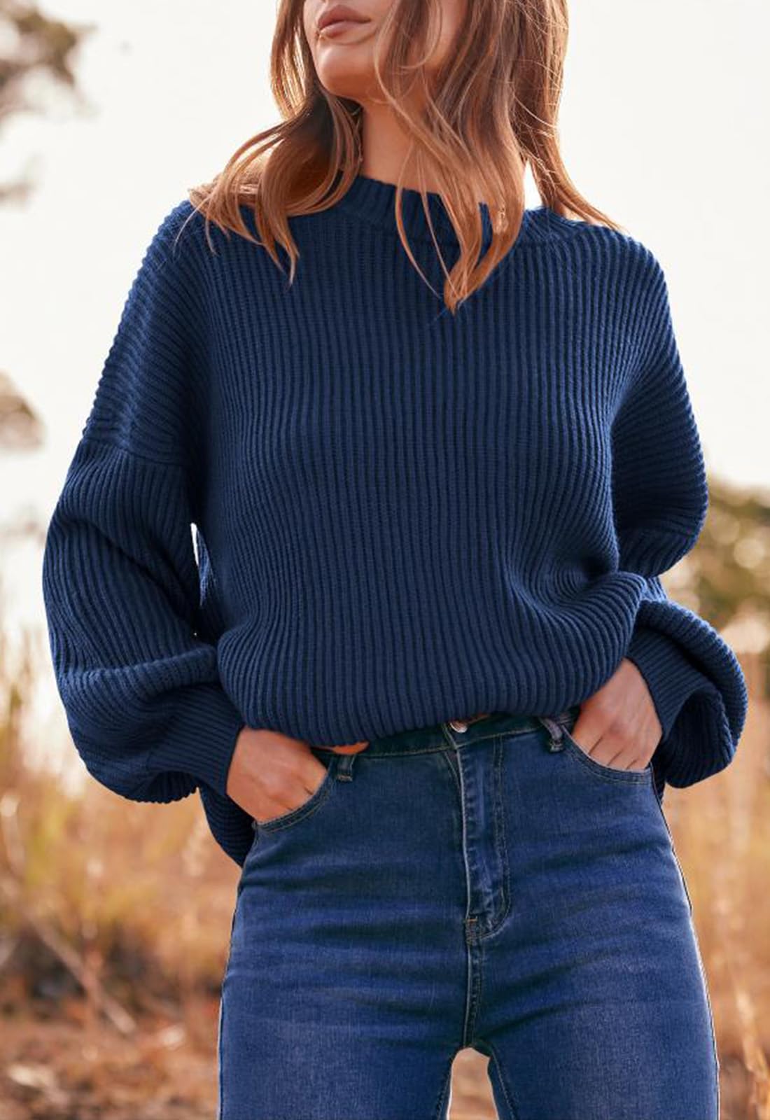 PRETTYGARDEN Womens Sweaters Spring 2026 Oversized Chunky Knitted Pullover Sweater Casual Long Sleeve Crewneck Cute Sweaters