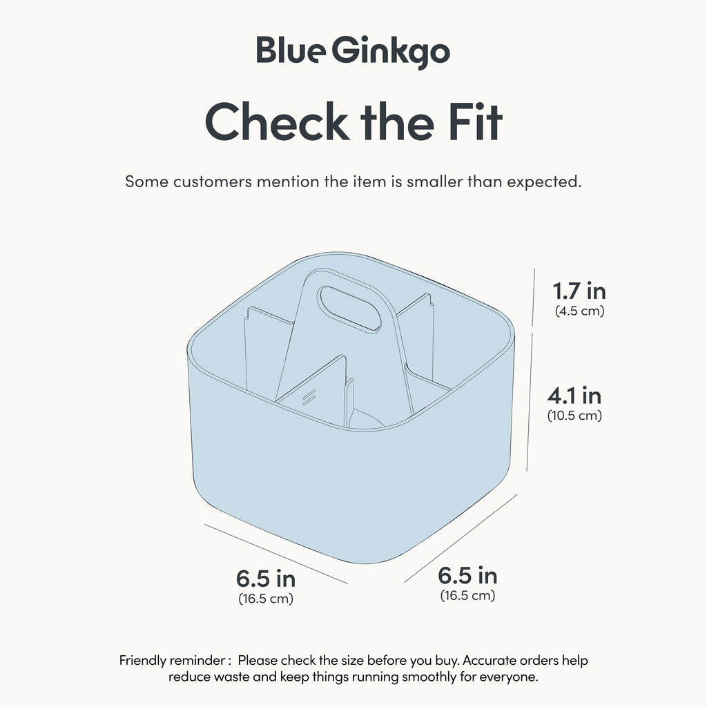 BLUE GINKGO Stackable Organizer Caddy – Korean-Made Portable Tote for Bathroom, Office, Crafts, or School Supplies (Long Rectangle, Blue)