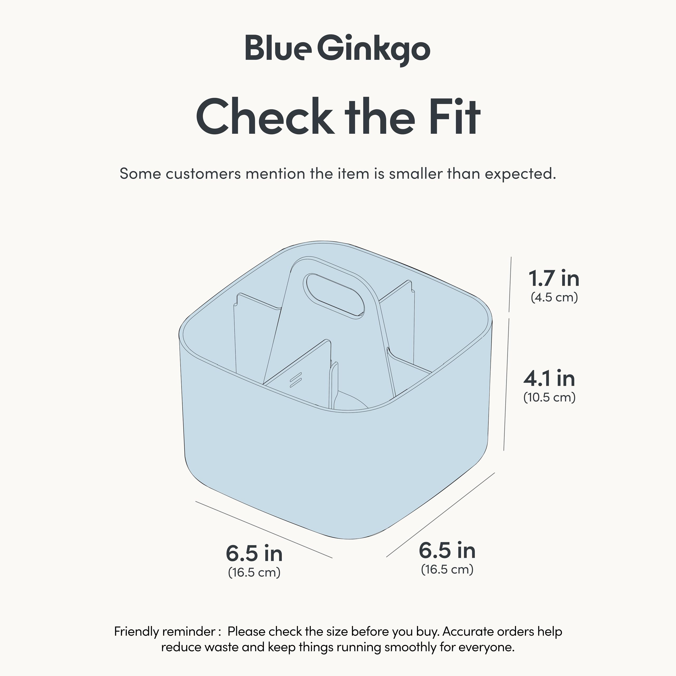 BLUE GINKGO Stackable Organizer Caddy – Korean-Made Portable Tote for Bathroom, Office, Crafts, or School Supplies (Long Rectangle, Blue)